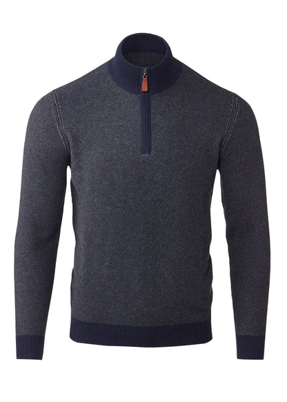 Diagonal Jacquard Qtr Zip Mock