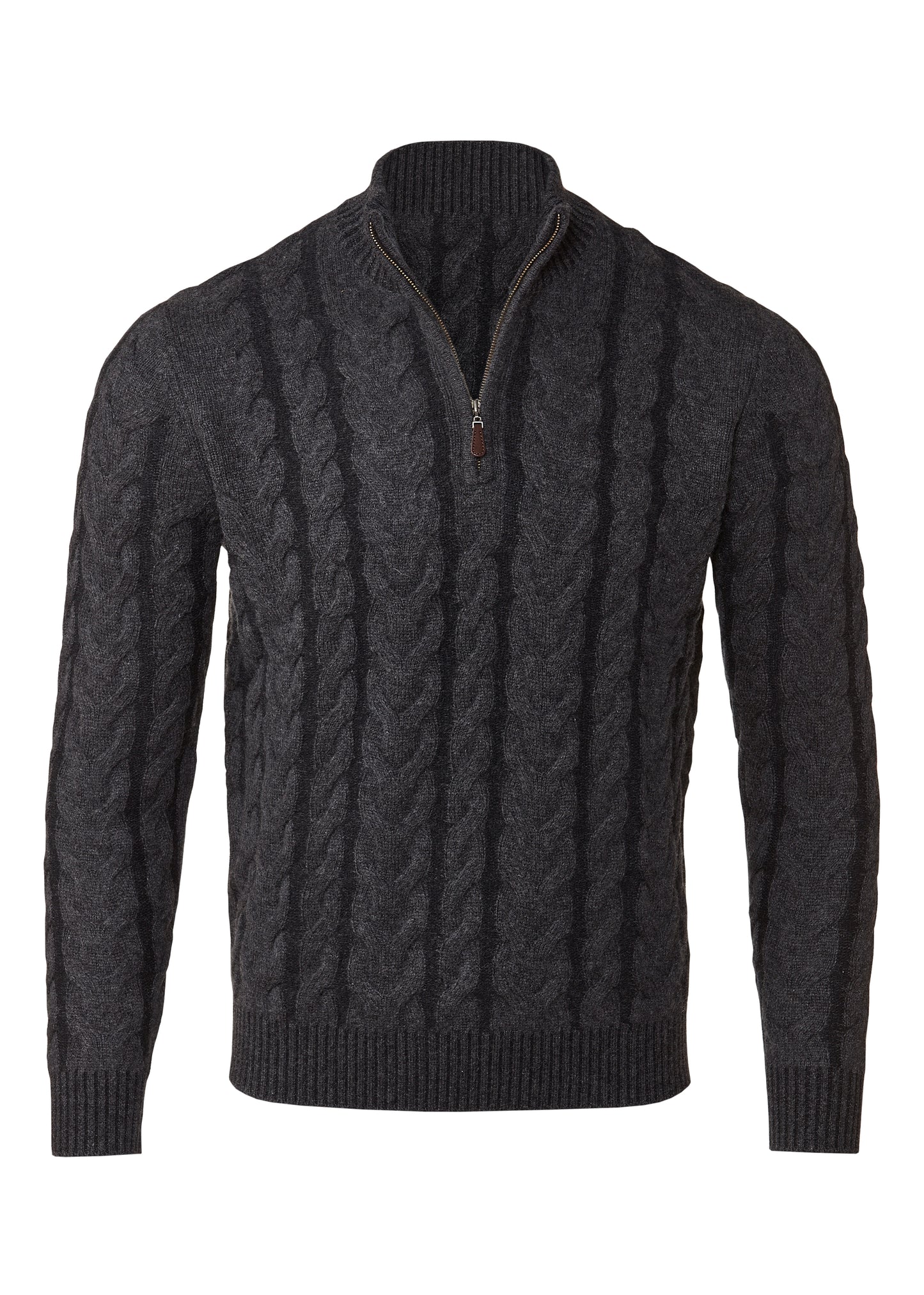 Plaited Cable Qtr Zip Mock