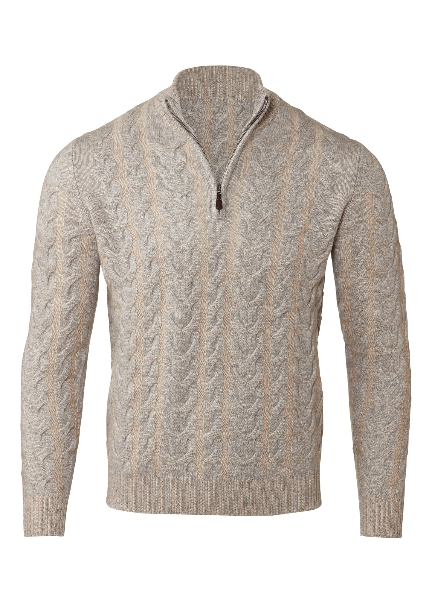 Plaited Cable Qtr Zip Mock