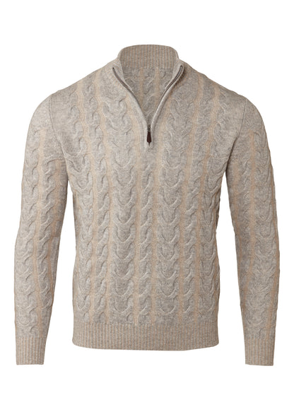 Plaited Cable Qtr Zip Mock
