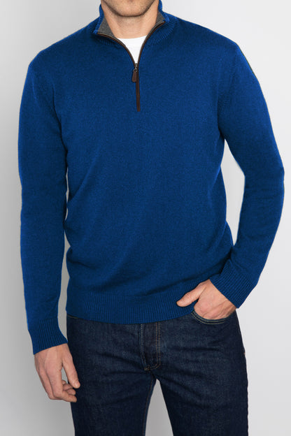 SUEDE TRIM QTR ZIP MOCK