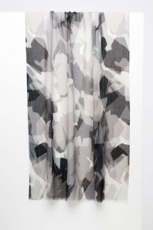Stained Glass Floral Print Scarf - Black - Kinross Cashmere