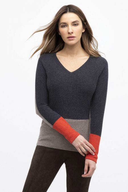 Worsted Colorblock Crew - Kinross Cashmere