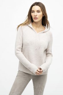 Rib Hooded Pullover - Kinross Cashmere