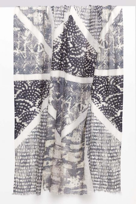 Louvre Print Scarf - Gris Multi - Kinross Cashmere