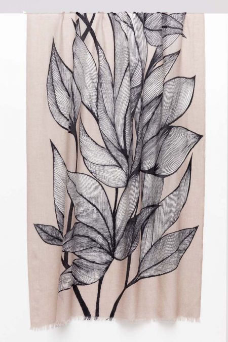 Botanical Leaf Print Scarf - Birch Multi - Kinross Cashmere