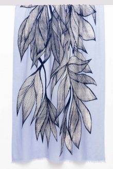 Botanical Leaf Print Scarf - Iris Multi - Kinross Cashmere