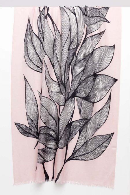 Botanical Leaf Print Scarf - Petal Multi - Kinross Cashmere