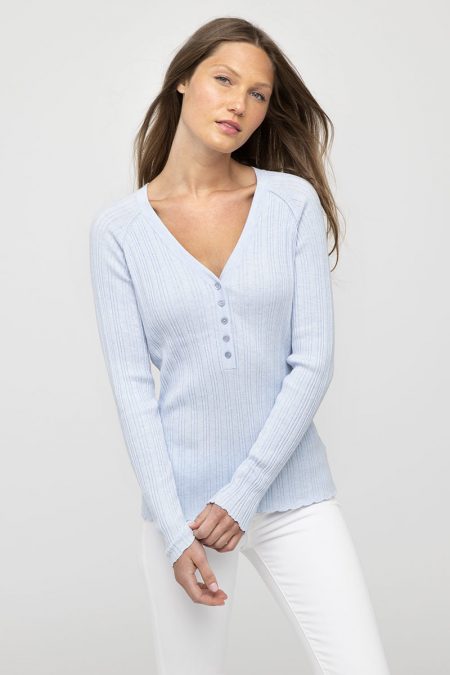 Fitted Rib Henley - Kinross Cashmere