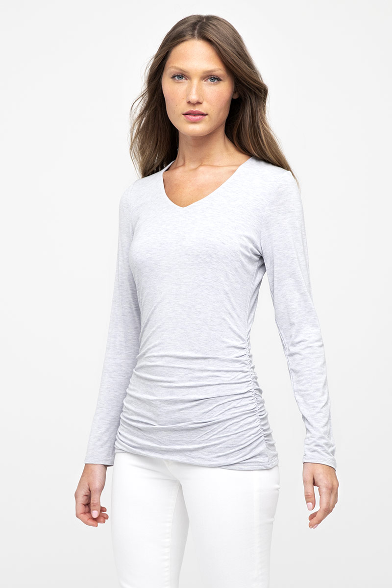 Ruched L/S Vee - Kinross Cashmere