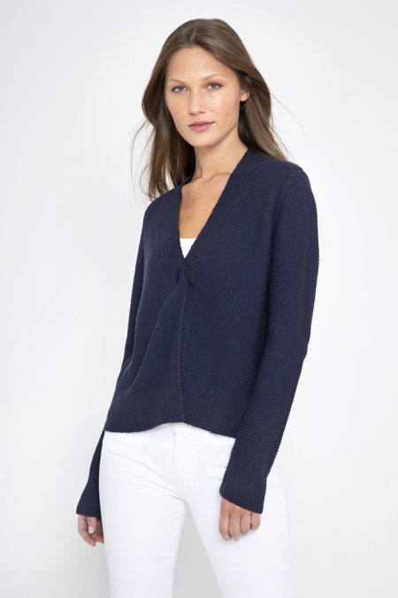 One Button Textured Cardigan - Kinross Cashmere
