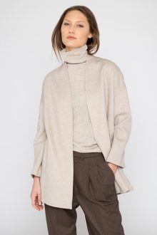 Ribbed Cashmere Sleeve Coat by Kinross in Olive – Poshabilities