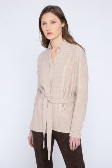 Belted Cable Cardigan - Kinross Cashmere