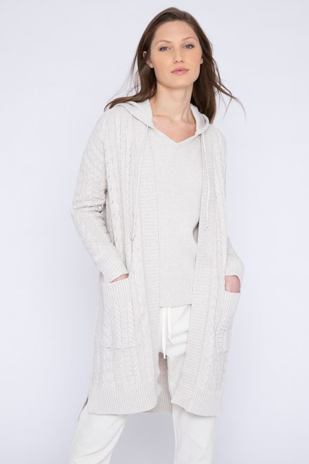 Hi Low Cable Cardigan - Kinross Cashmere