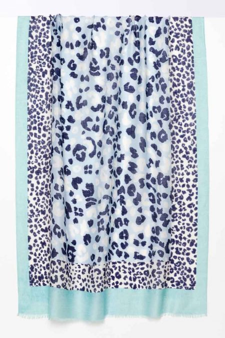 Leopard Dot Print Scarf - Reef - Kinross Cashmere