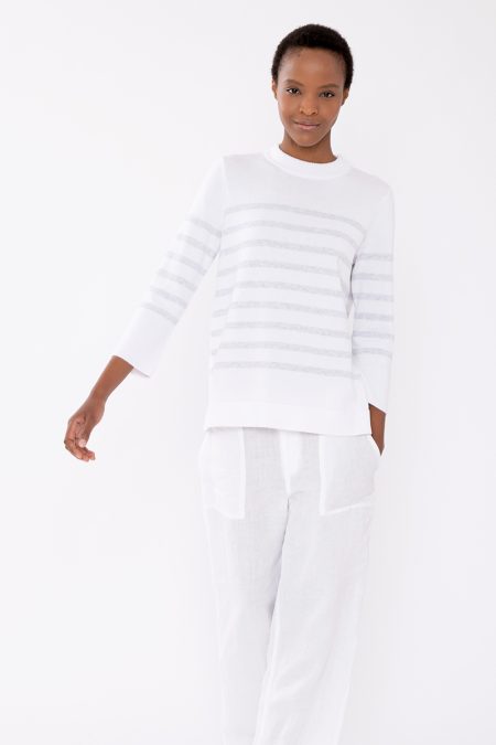 Relaxed Stripe Crew - Kinross Cashmere