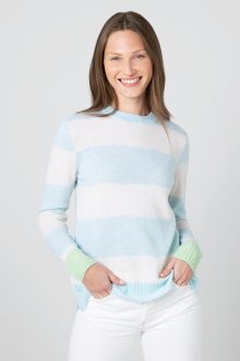 Intarsia Stripe Pullover - Kinross Cashmere