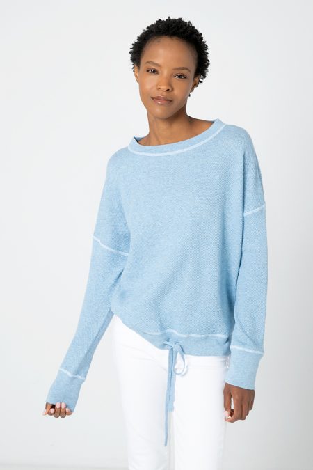 Coverstitch Drawstring Pullover - Kinross Cashmere