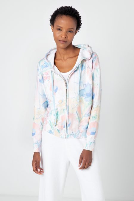 Sunbleached Floral Zip Hoodie - KInross Cashmere