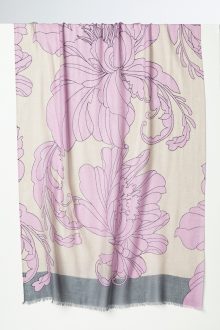 Scroll Floral Print Scarf - Orchid