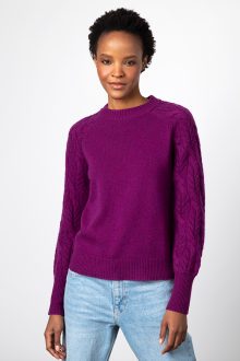 Luxe Cable Slv Crew - Kinross Cashmere