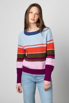 Stripe Rib Crop Pullover - Kinross Cashmere