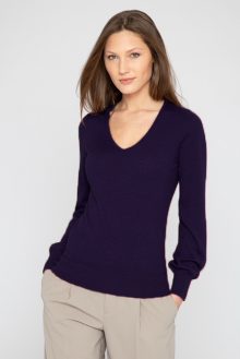 Fitted Gathered Sleeve Vee - Kinross Cashmere