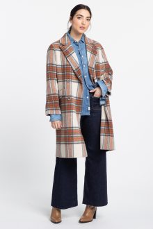 Plaid Notch Collar Coat - Kinross Cashmere