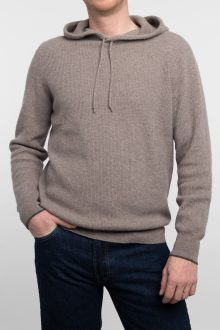 Rib Tipped Pullover Hoodie - Kinross Cashmere