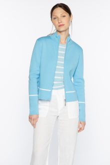 Fitted Zip Mock Cardigan - Kinross Cashmere
