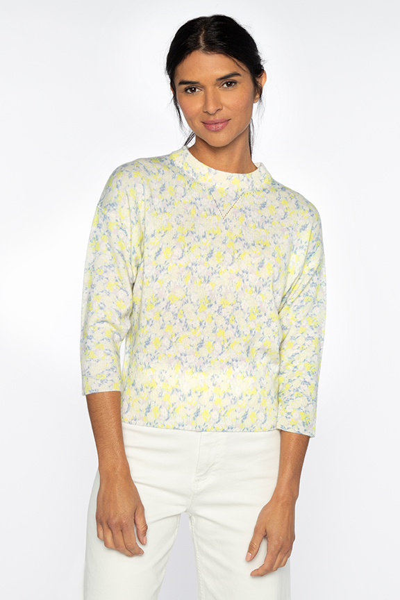 Mini Floral Crop Sweatshirt - Kinross Cashmere