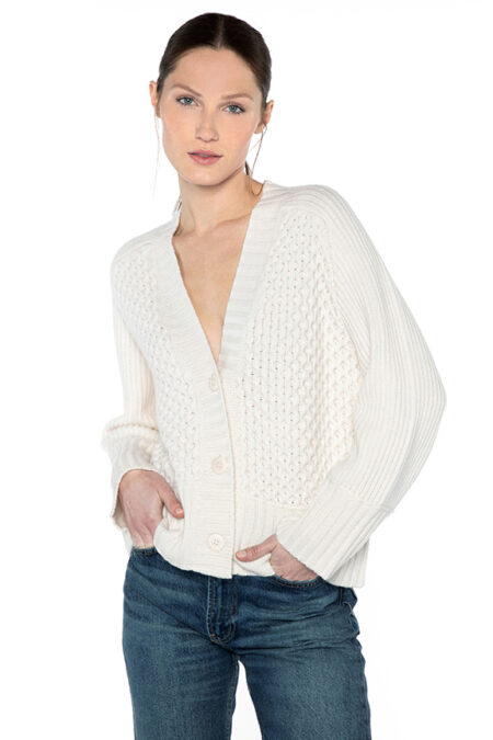 Luxe Mixed Stitch Cardigan - Kinross Cashmere