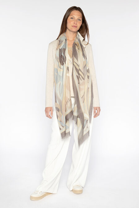 Palm Print Scarf - Driftwood - Kinross Cashmere