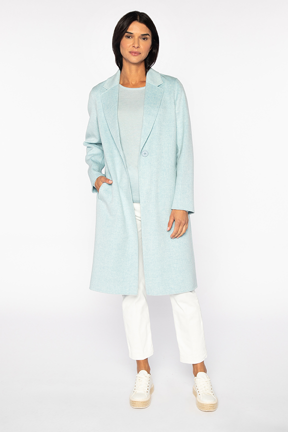 Long Notch Collar Coat - Kinross Cashmere