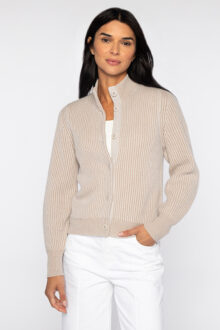 Gathered Sleeve Cardigan - Kinross Cashmere