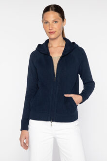 Mixed Stitch Zip Hoodie - Kinross Cashmere