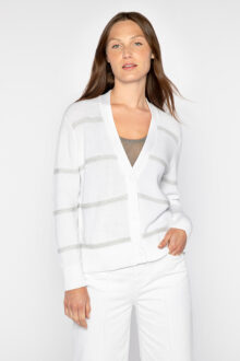 Lurex Stripe Cardigan - Kinross Cashmere