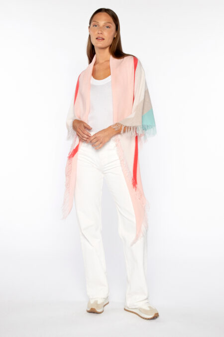 Striped Fringe Triangle Wrap - Kinross Cashmere