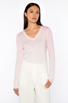 Ombre Pointelle Vee - Kinross Cashmere