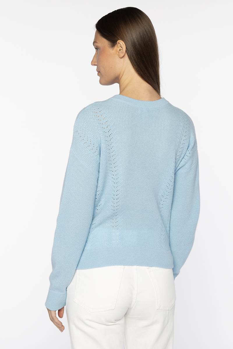 Pointelle Detail Rib Vee - Kinross Cashmere