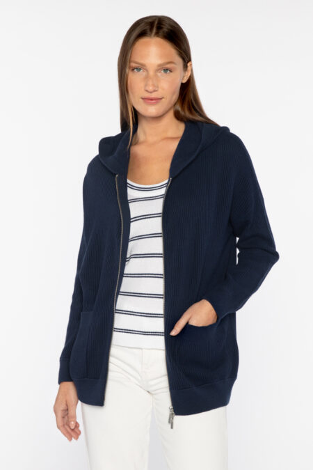 Rib Zip Hoodie - Kinross Cashmere