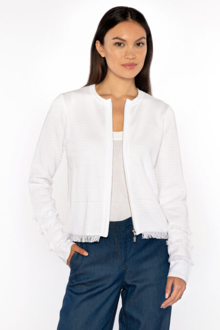 Fringe Zip Cardigan - Kinross Cashmere