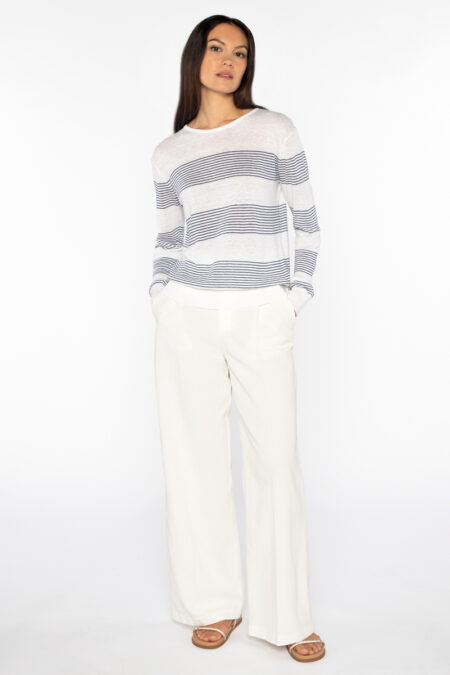 Micro Stripe Pullover - Kinross Cashmere