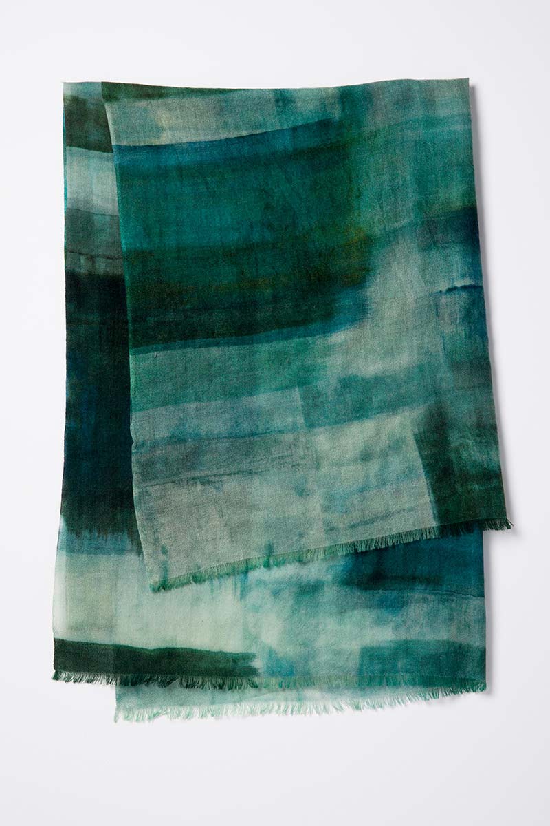 Kinross Cashmere | Watercolor Squares Print Scarf