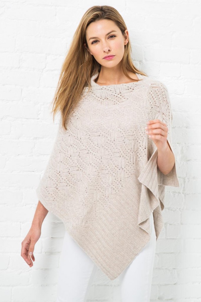Open Cable Poncho - Kinross Cashmere