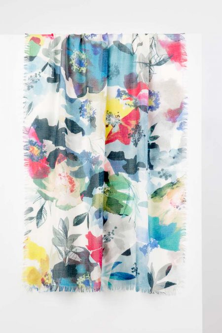 Colorblock Spray Print Scarf - Shadow Multi Kinross Cashmere 100% Cashmere