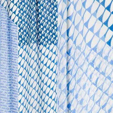 Wave Geo Print Scarf - Aquatint Kinross Cashmere 100% Cashmere