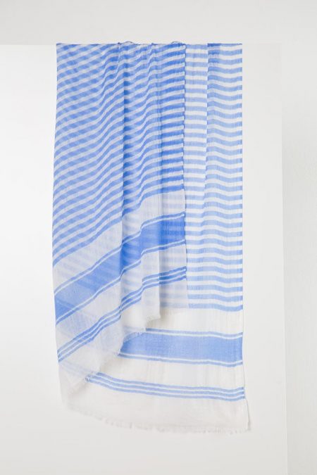 Printed Stripe Scarf - Sterling Kinross Cashmere