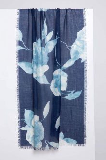 Autumn Bloom Print Scarf - Inkwell - Kinross Cashmere