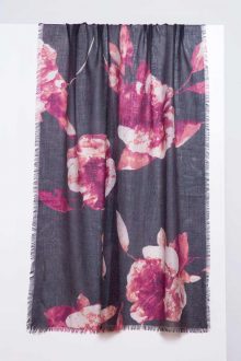 Autumn Bloom Print Scarf - Lingonberry - Kinross Cashmere